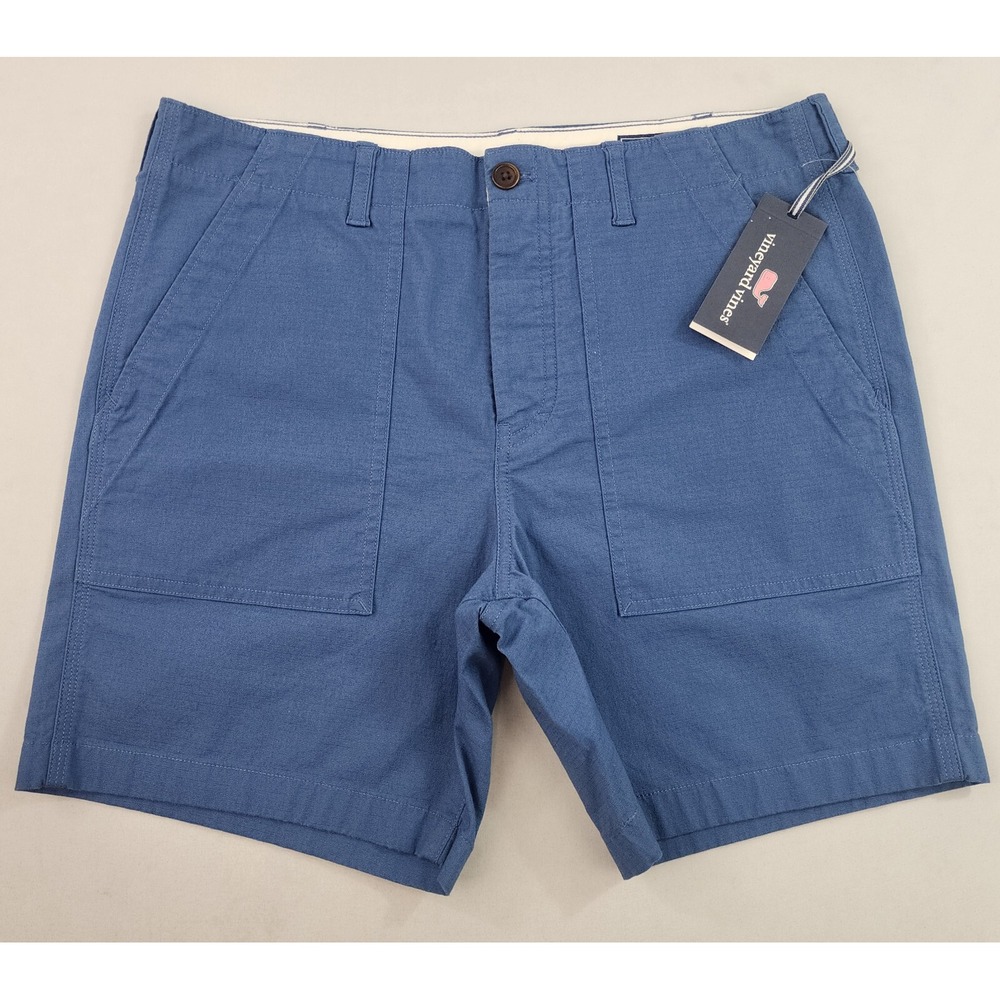 Vineyard Vines Mens Island Shorts Blue W 32 Flat Front Stretch Pockets New